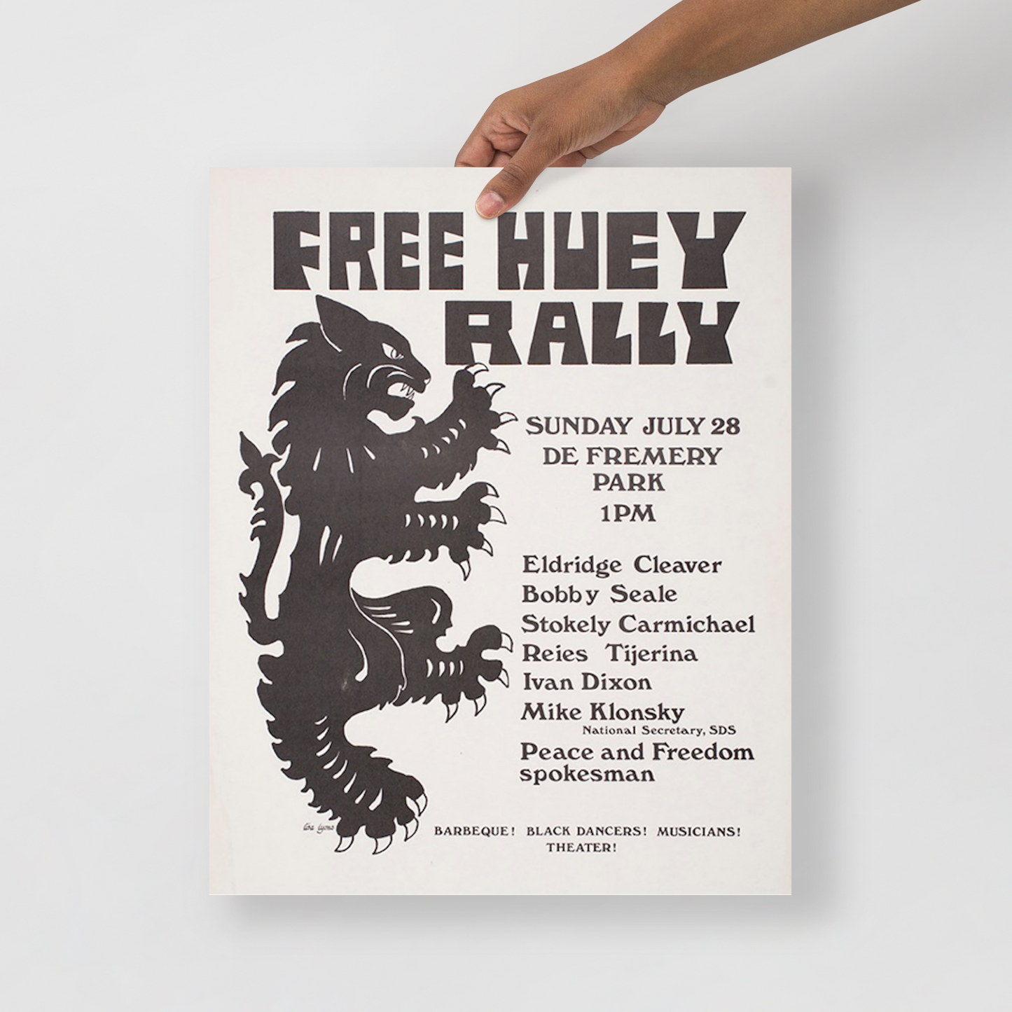 Free Huey Rally Vintage Poster