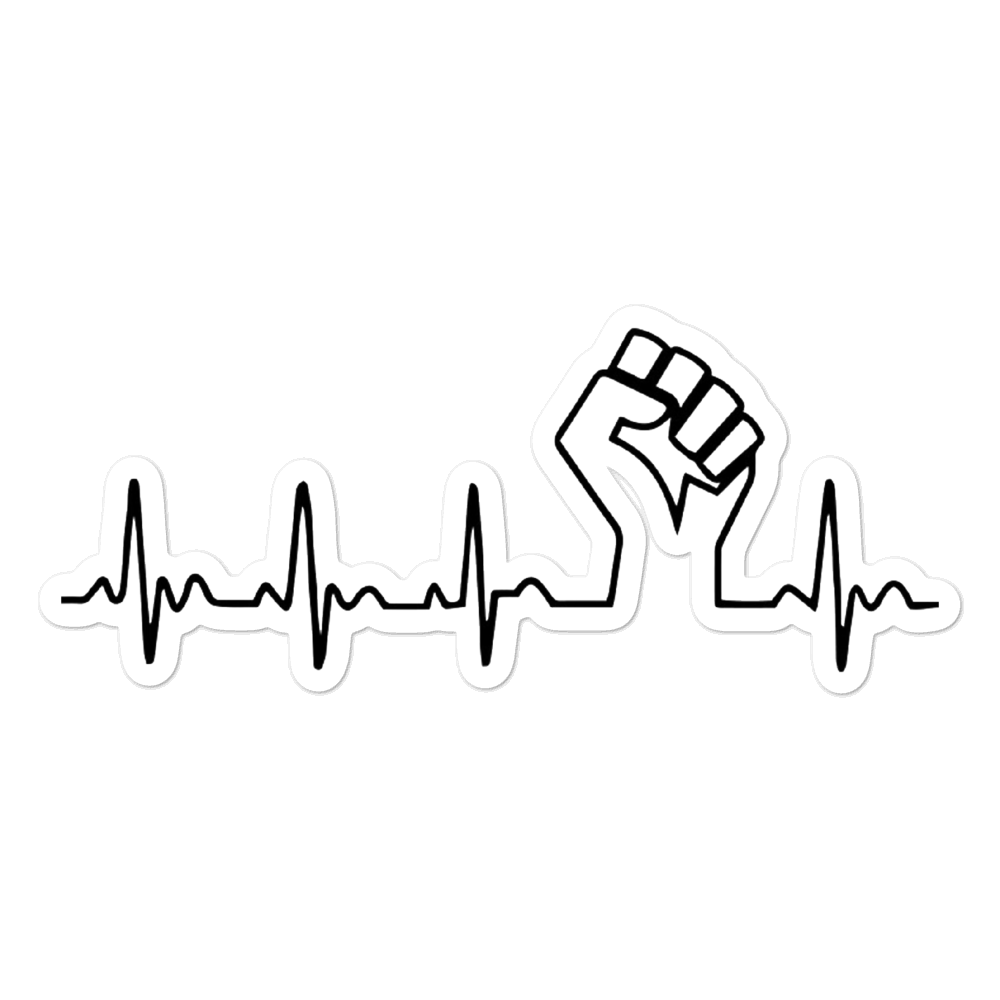 Black Power Fist Heartbeat Sticker