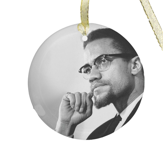 Malcolm X Glass Ornament