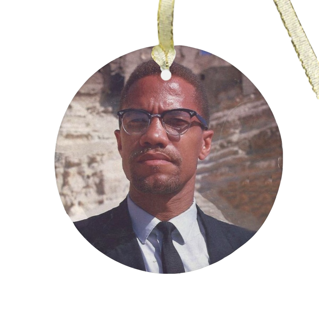 Malcolm X Glass Ornament in Color
