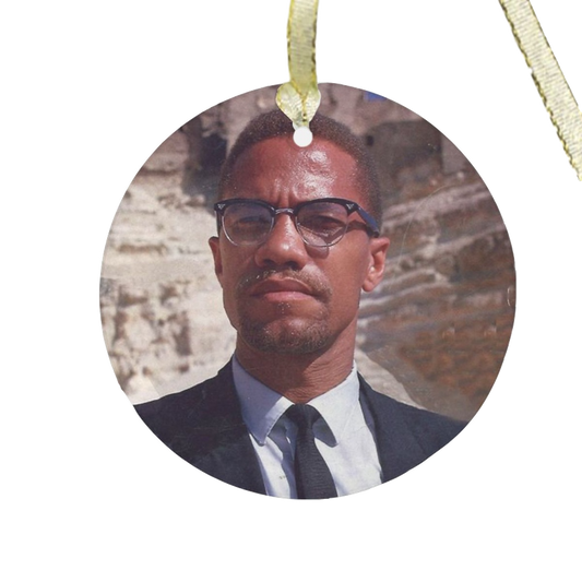 Malcolm X Glass Ornament in Color