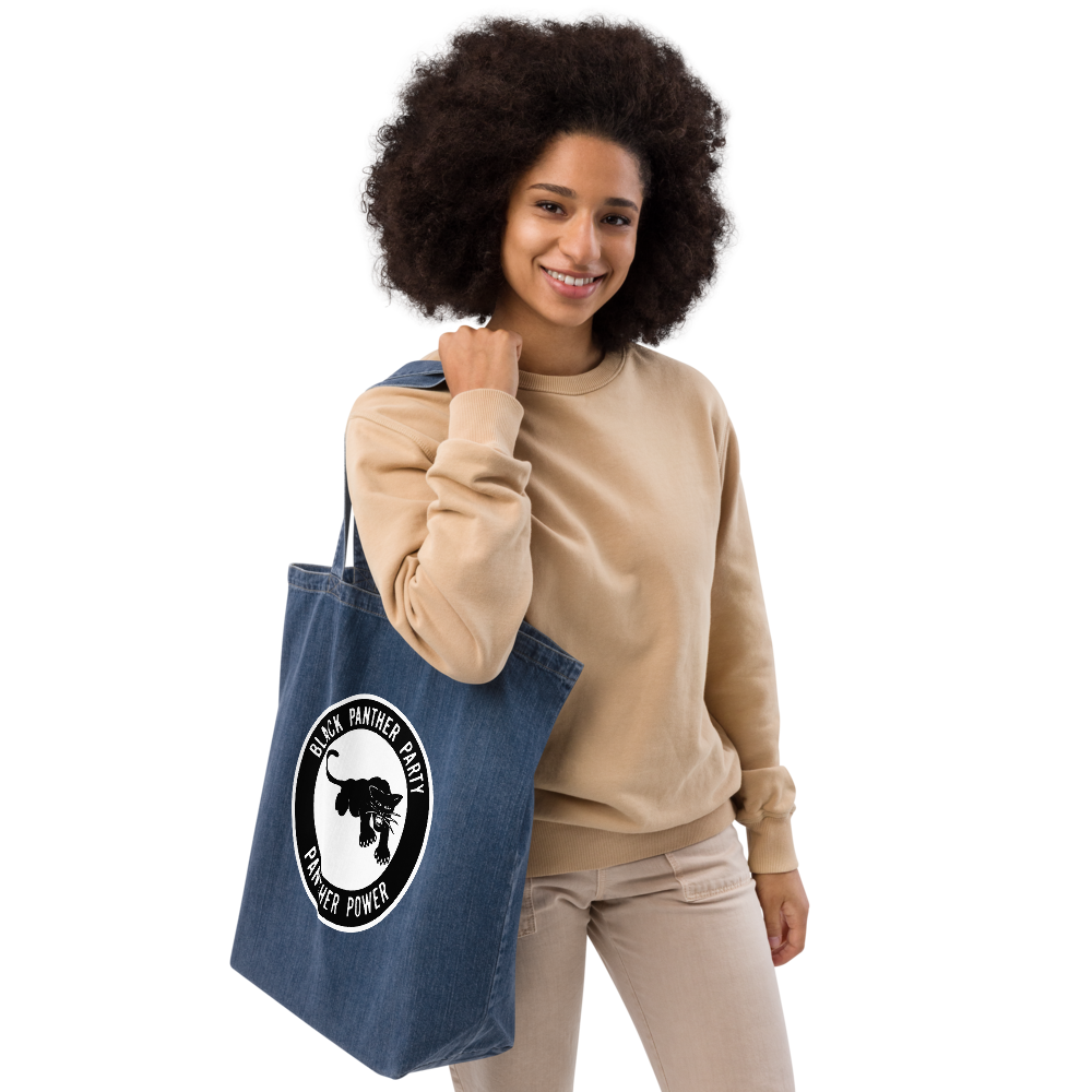 Black Panther Party Fuck Racism Organic Denim Tote Bag