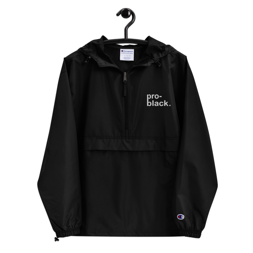 Pro-Black Embroidered Champion Pullover Jacket